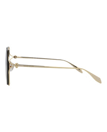 Alexander McQueen Aviator Metal Sunglasses | Gold