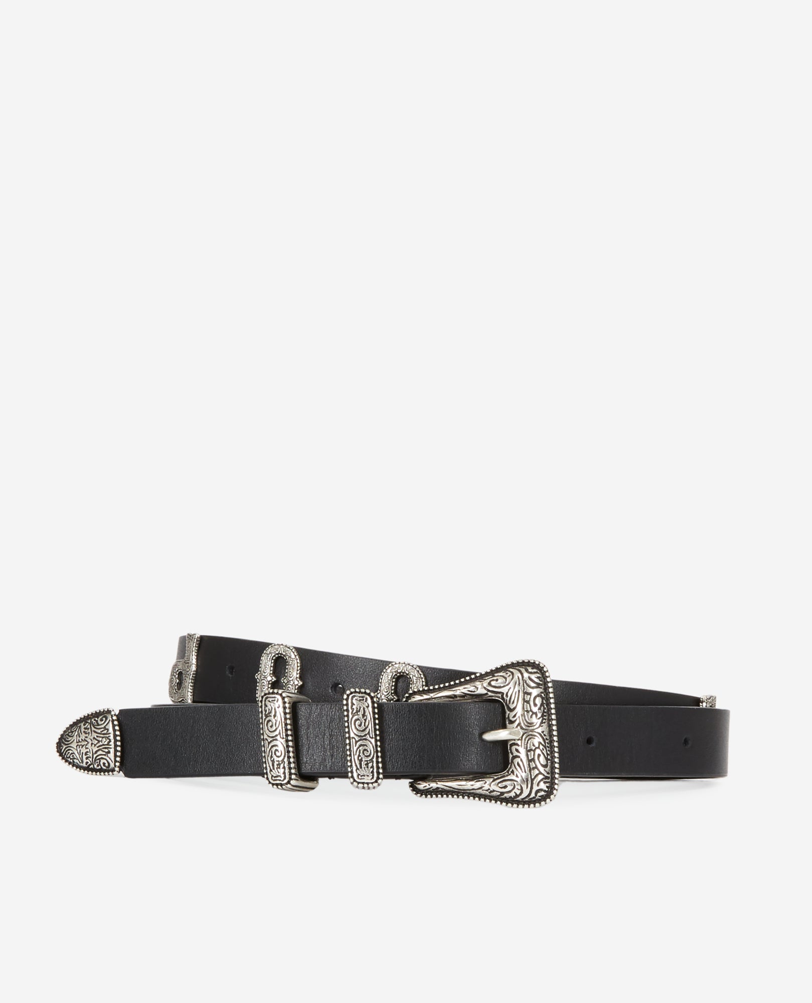 Thin Belt With Logo And Western-Style Buckle | Women | Black