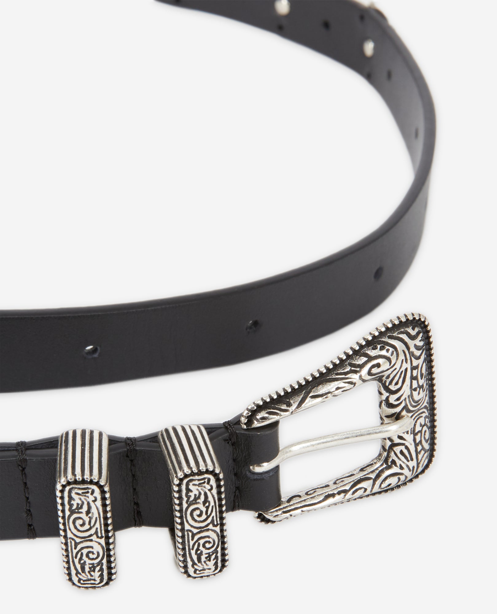 Thin Belt With Logo And Western-Style Buckle | Women | Black