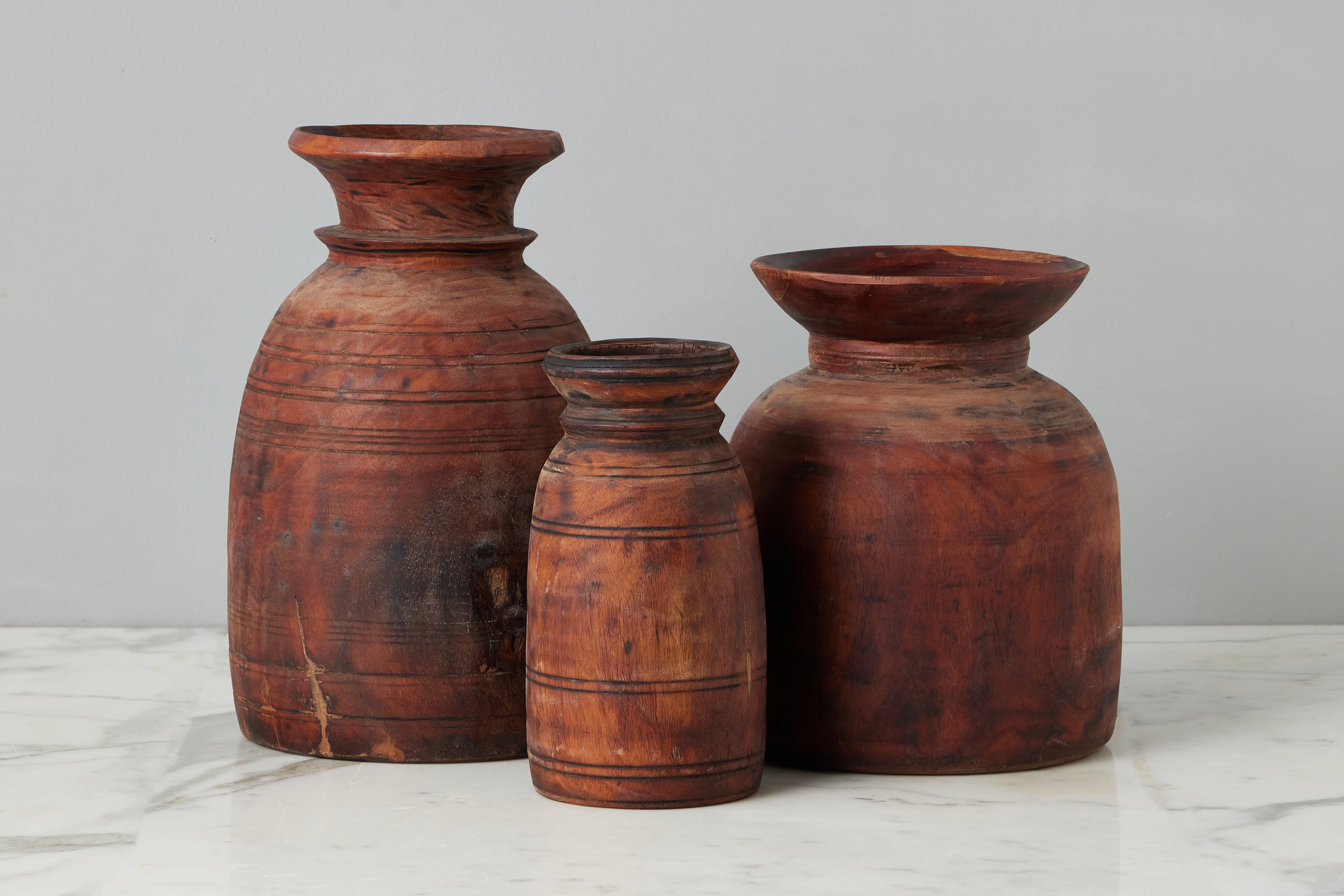 Vintage Wood Jug Vase | Natural | Medium
