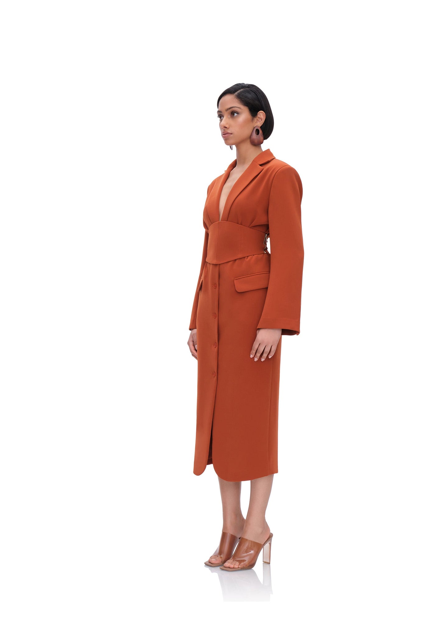 Zia Corset Blazer Dress | Pumpkin