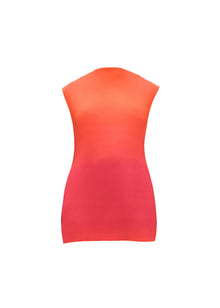 Atti Pleated Top | Red-Orange Ombre Effect