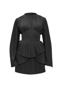 Lenti Pleated Mini Dress | Black