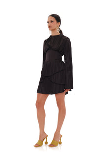 Lenti Pleated Mini Dress | Black