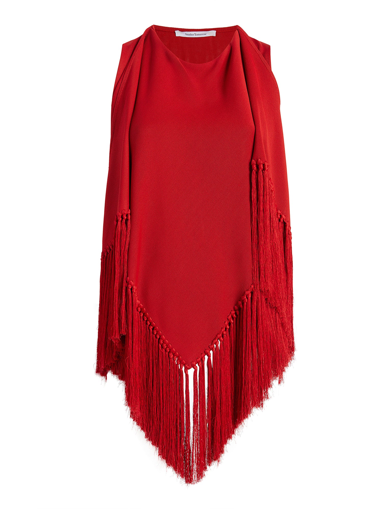 Women | Fringe Scarf Neck Shell | Tomato
