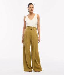 Another Tomorrow Tab Trouser in Thyme – Cotton Women's Trousers