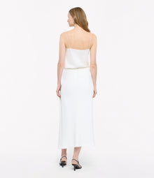 Another Tomorrow Asymmetrical Twist Skirt in Off White – Crêpe Women's Skirt
