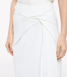 Another Tomorrow Asymmetrical Twist Skirt in Off White – Crêpe Women's Skirt