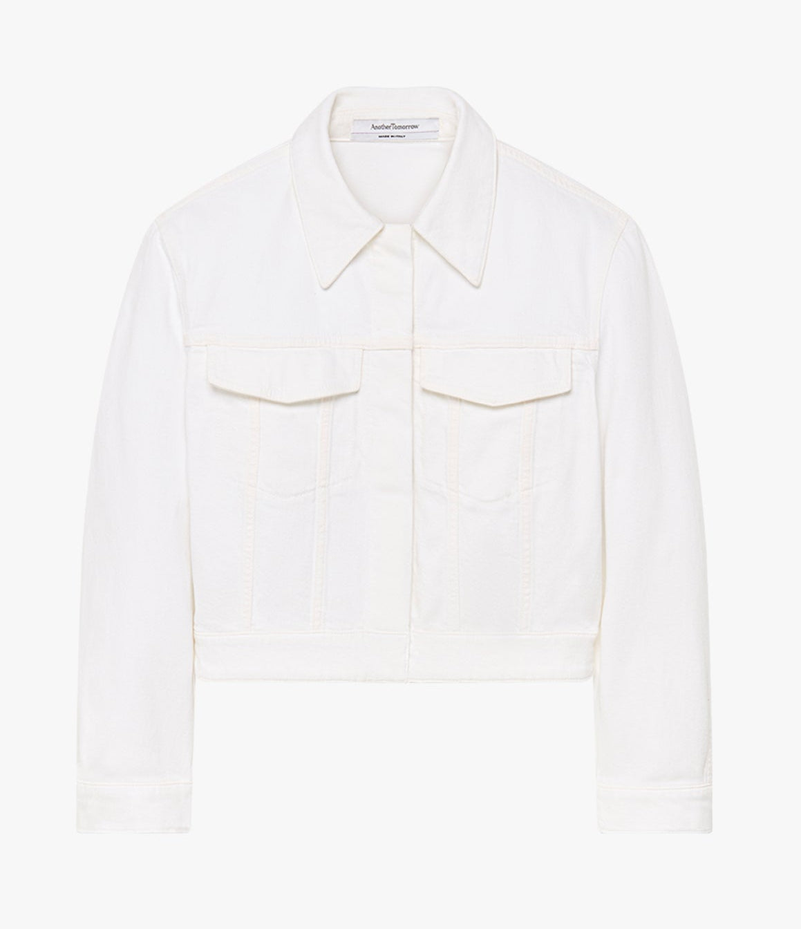 Another Tomorrow Cropped Denim Jacket in White – Denim Women's Jacket