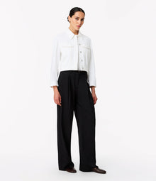 Another Tomorrow Cropped Denim Jacket in White – Denim Women's Jacket