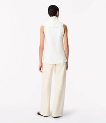 Another Tomorrow Cowl Neck Blouse in White – Crêpe Women's Top