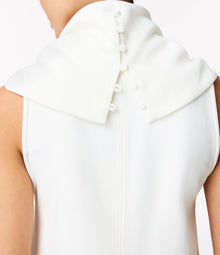 Another Tomorrow Cowl Neck Blouse in White – Crêpe Women's Top