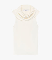 Another Tomorrow Cowl Neck Blouse in White – Crêpe Women's Top