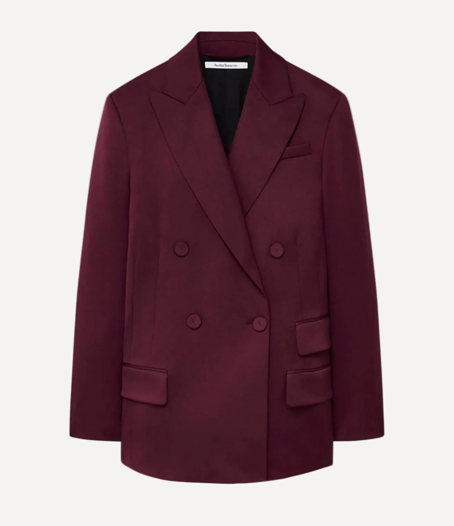 Another Tomorrow Oversized Double Breasted Jacket in Plum – Wool Women's Jacket
