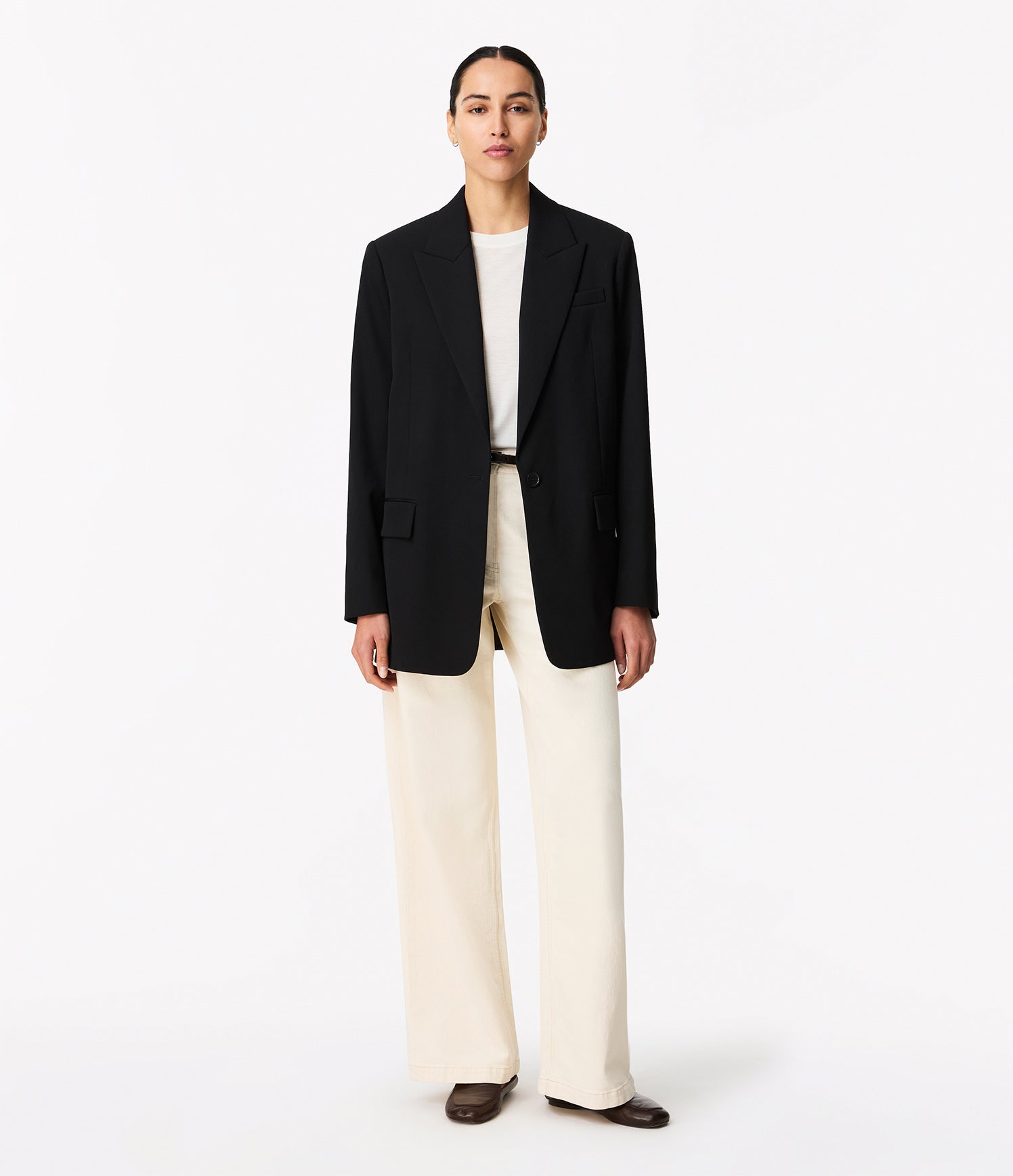 Another Tomorrow Wool Tailored Jacket in Black – Wool Women's Jacket
