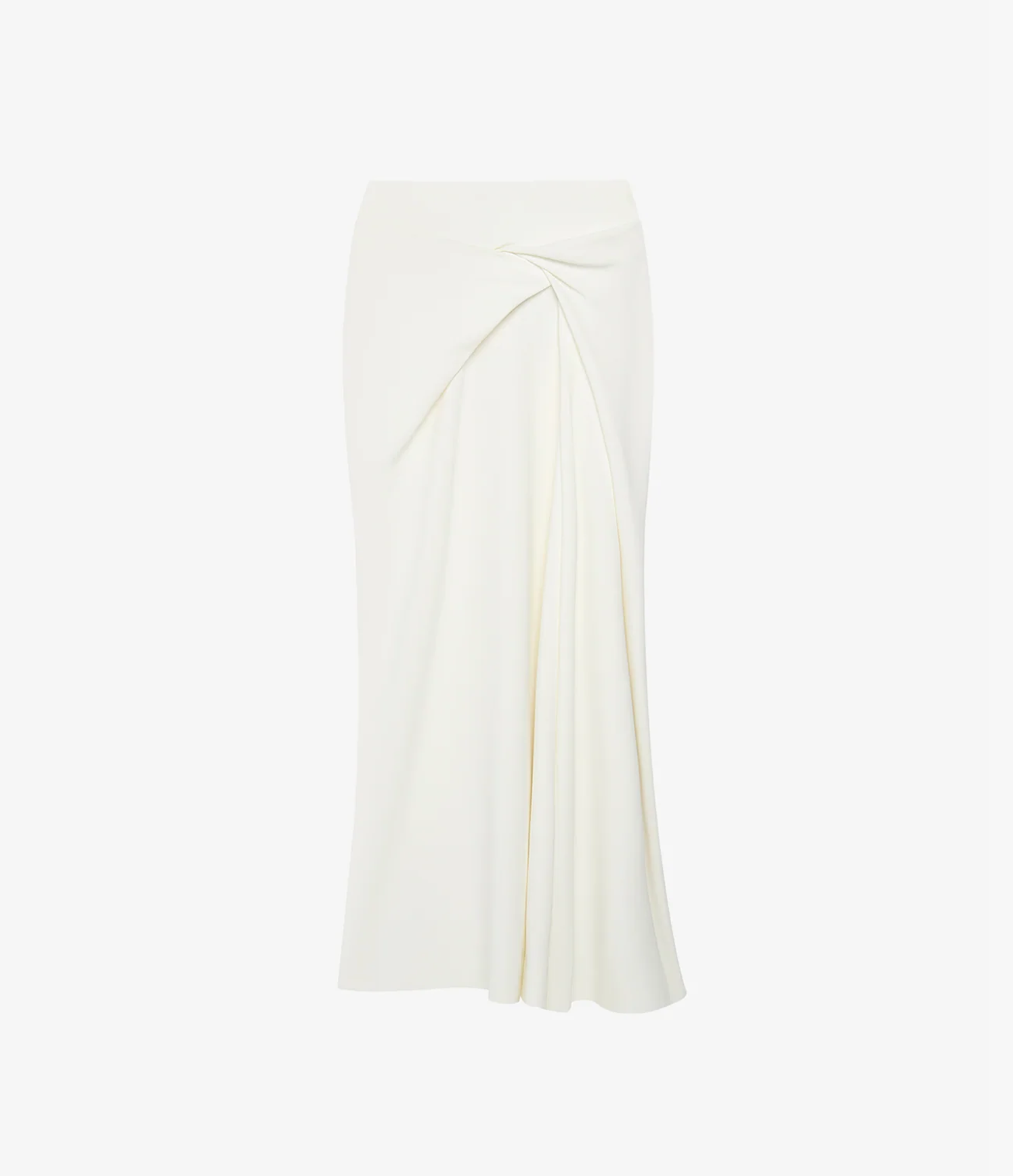 Another Tomorrow Asymmetrical Twist Skirt in Off White – Crêpe Women's Skirt