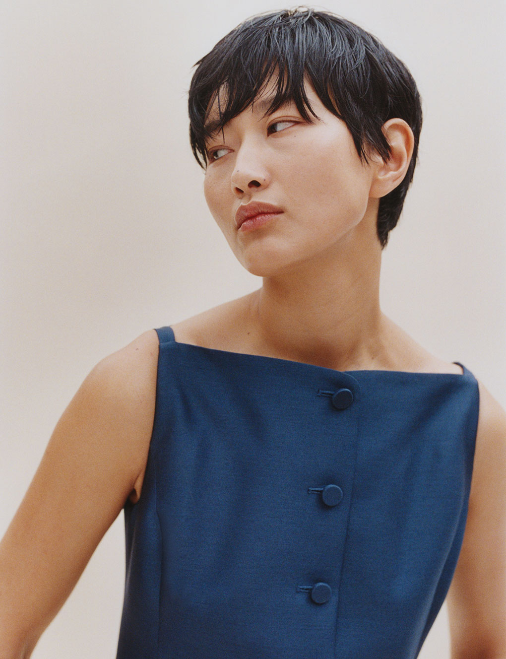 Womens | The Sculpted Mini Dress In Lucent Wool | Navy