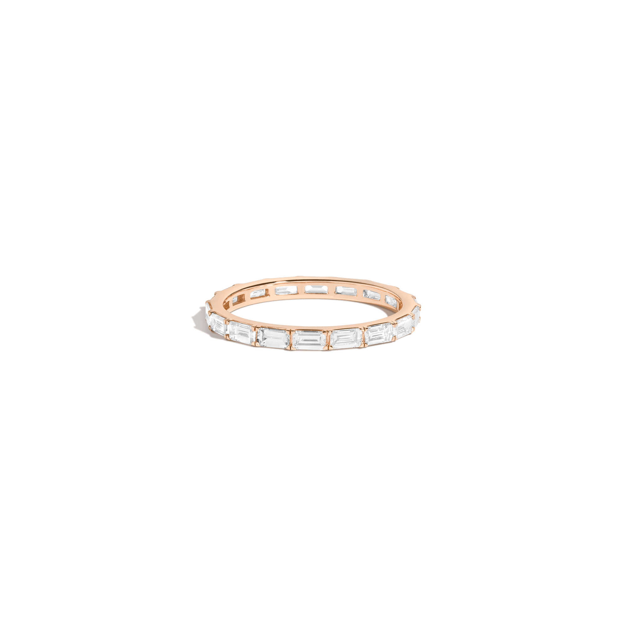 Horizontal Baguette Diamond Eternity Ring 14k 18k Rose Gold First Lab-grown Natural