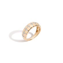 Lab Grown White Sapphire Matrix Ring Vermeil Yellow Gold