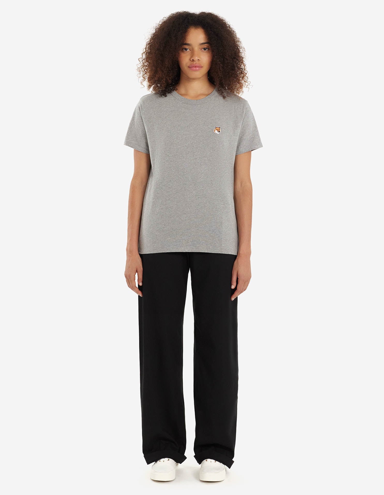 Womens | Fox Head Patch Short-Sleeve Classic Cotton Tee-Shirt | Grey Melange