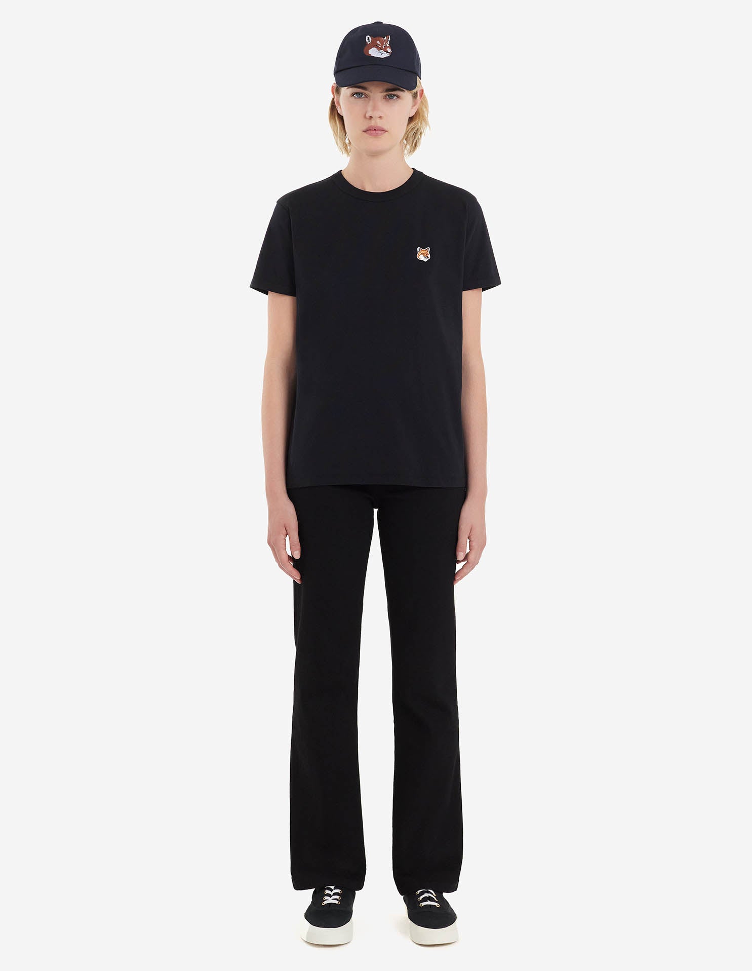 Womens | Fox Head Patch Short-Sleeve Classic Cotton Tee-Shirt | Navy