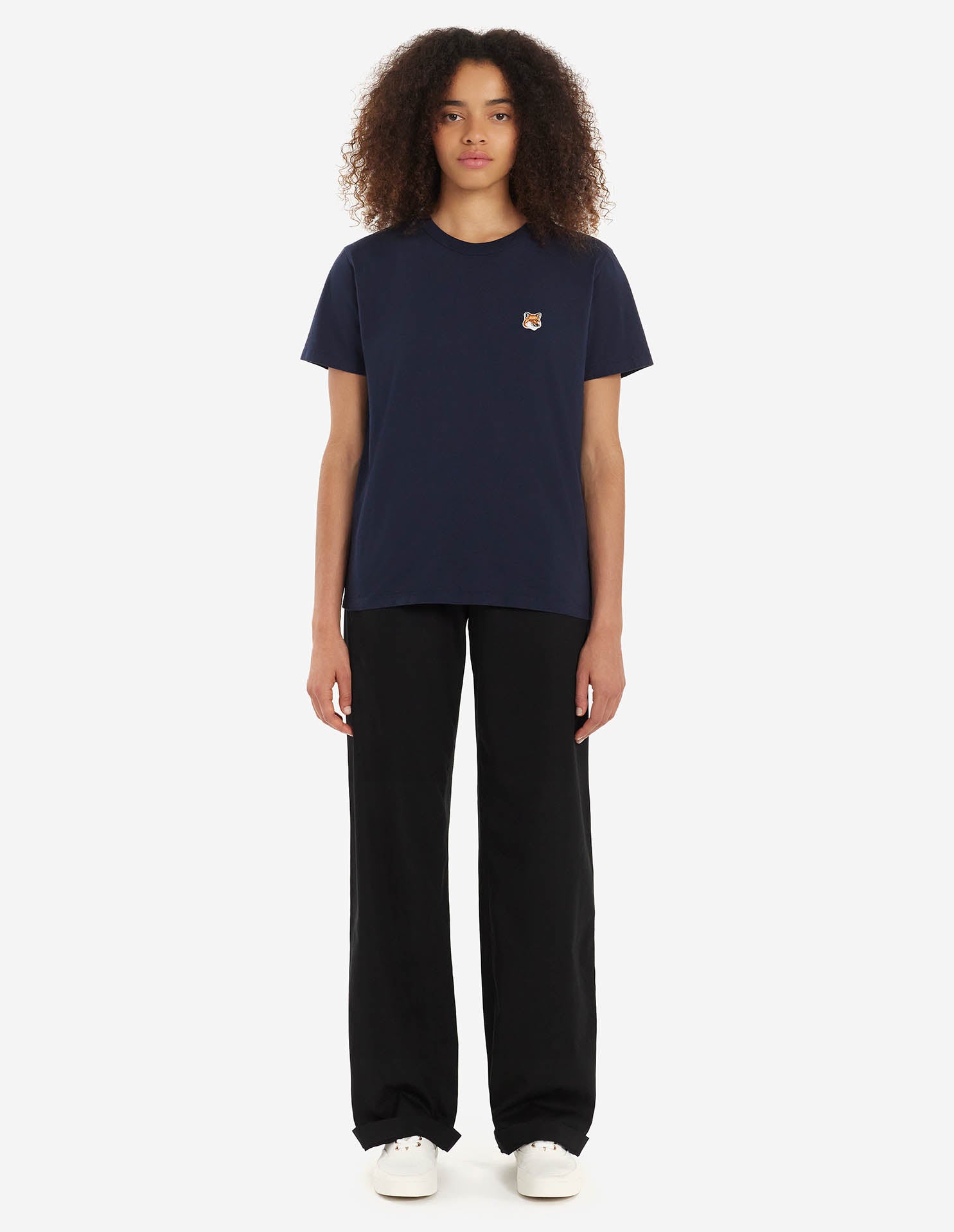 Womens | Fox Head Patch Short-Sleeve Classic Cotton Tee-Shirt | Navy