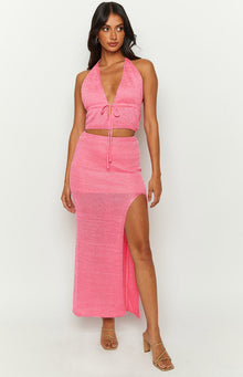 Abel Knit Maxi Skirt | Pink