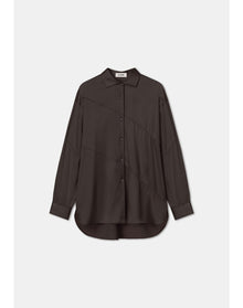 Abigail | Oversized Satin Shirt | Storm