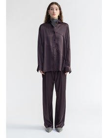 Abigail | Oversized Satin Shirt | Storm
