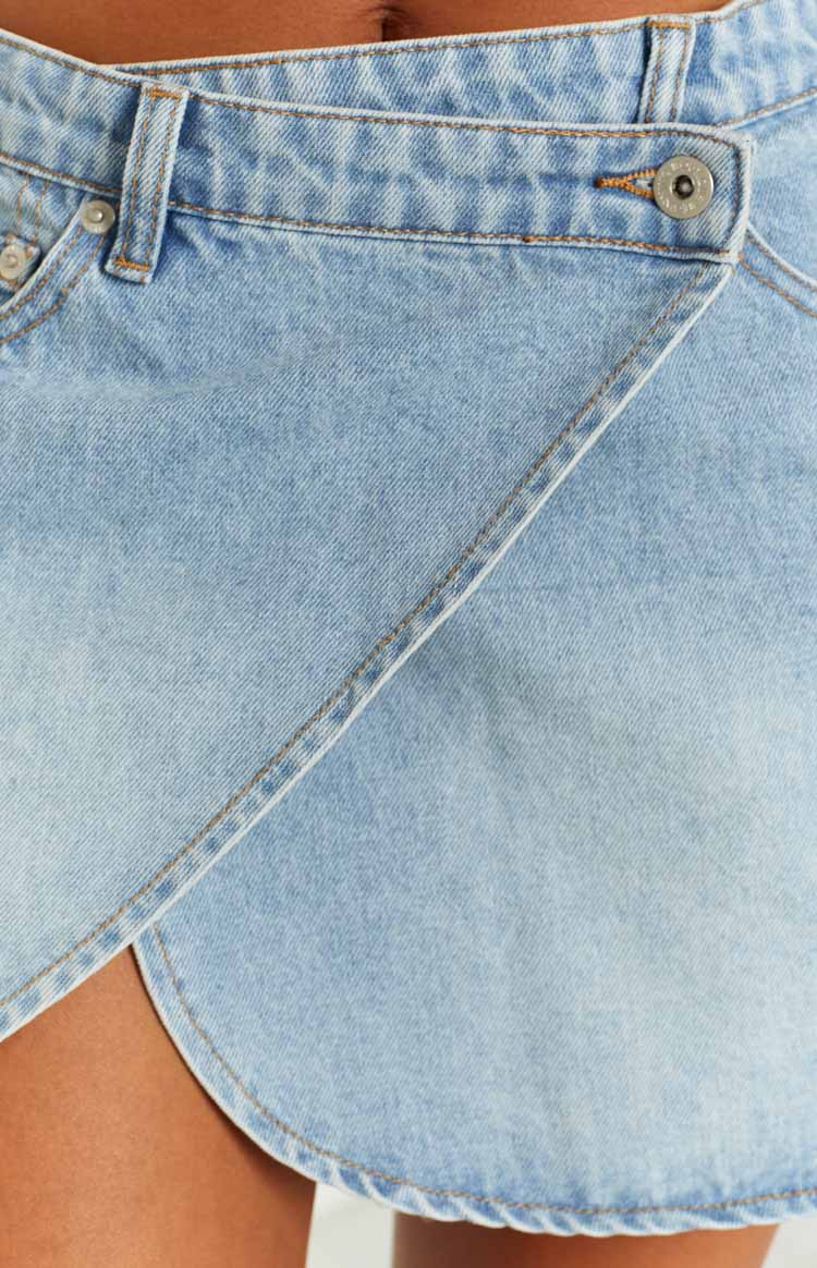 Alcmene Asymmetrical Wrap Mini Skirt | Denim