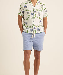 Alex Gingham Relaxed Fit Fine Gingham Drawcord Shorts | Blue/White