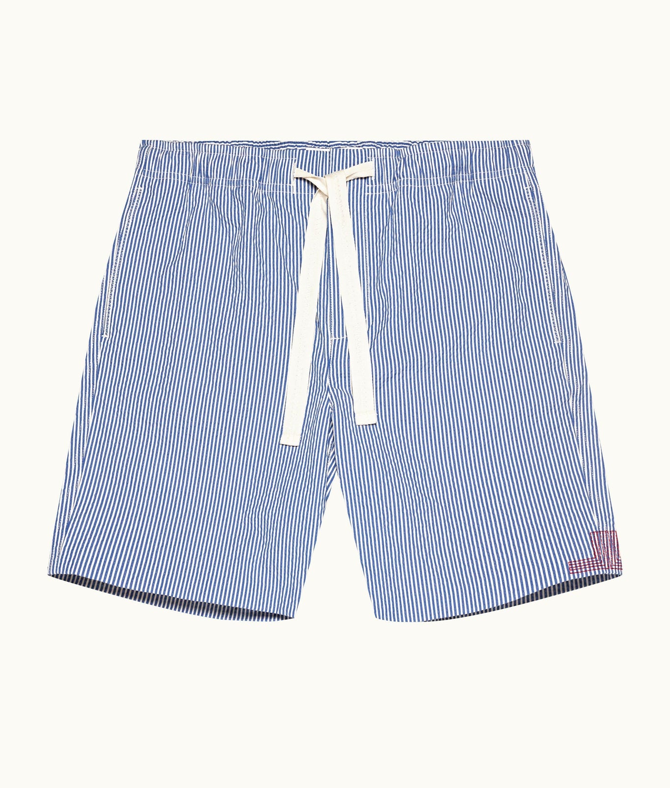 Alex Seersucker Seersucker Relaxed Fit Drawcord Shorts Woven | Blueberry/White Stripe
