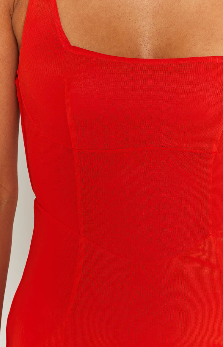 Amber Corset Formal Maxi Dress | Red