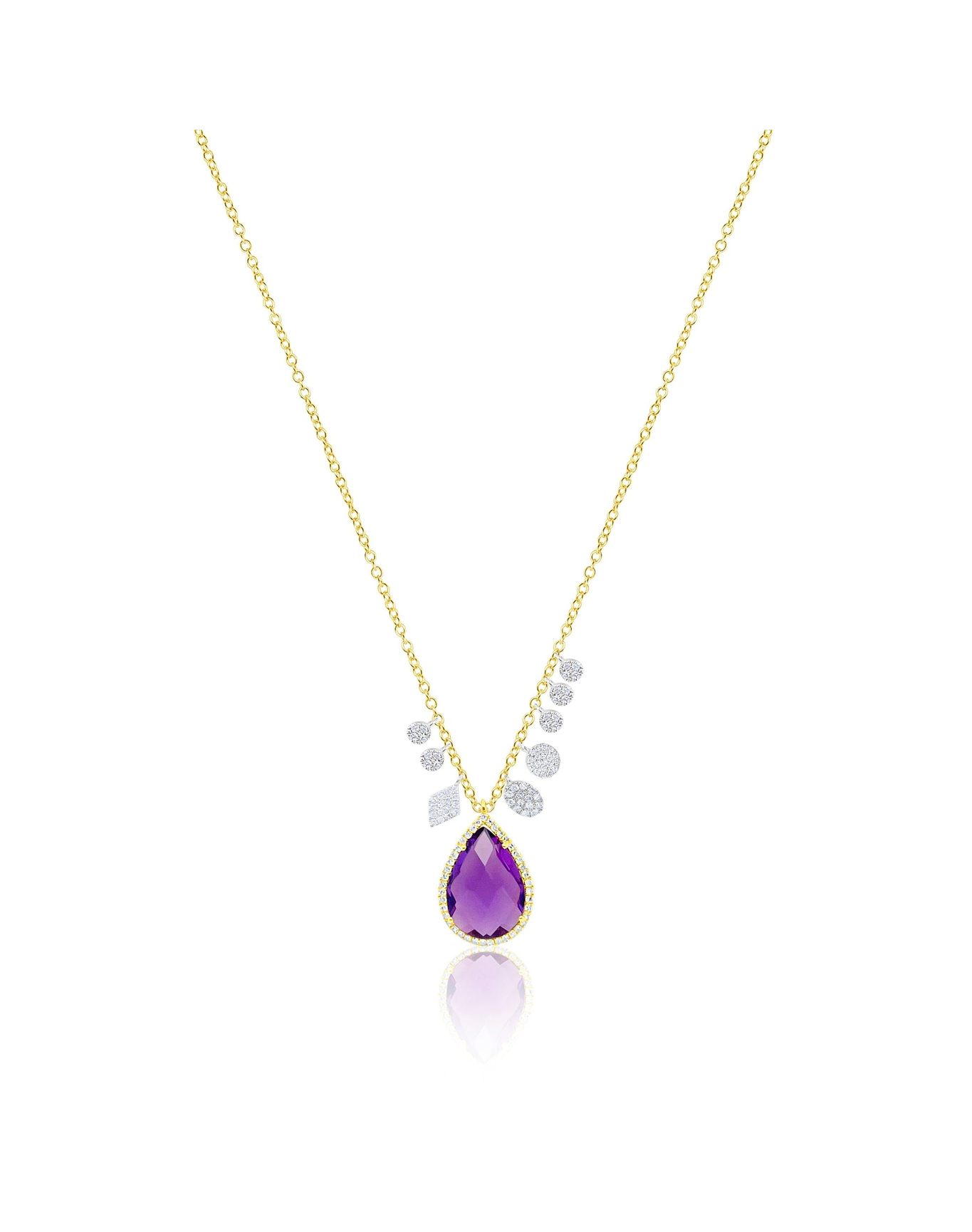 Amethyst Diamond Charm Necklace | 14k Yellow Gold