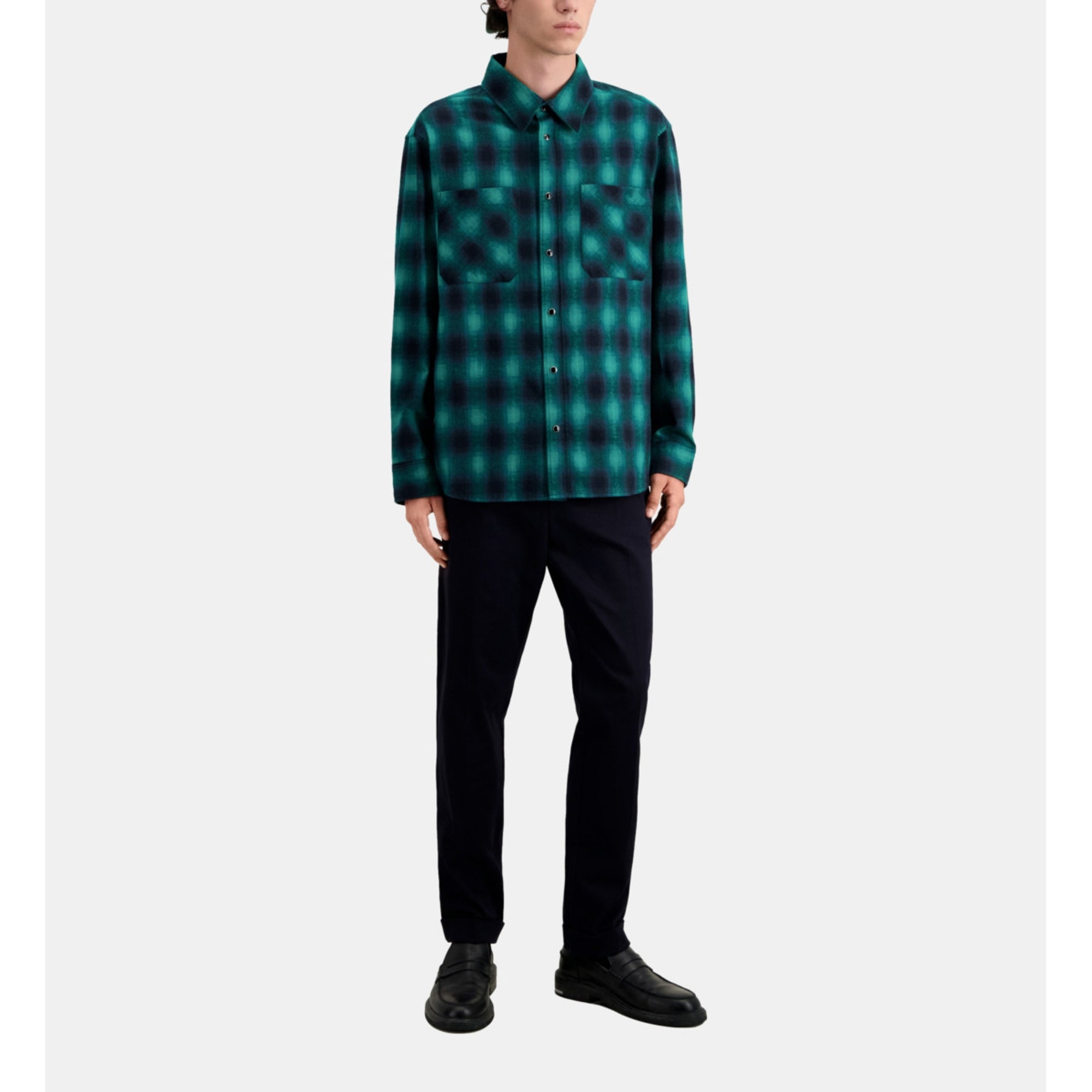 Checked Overshirt | Men | Black x Green