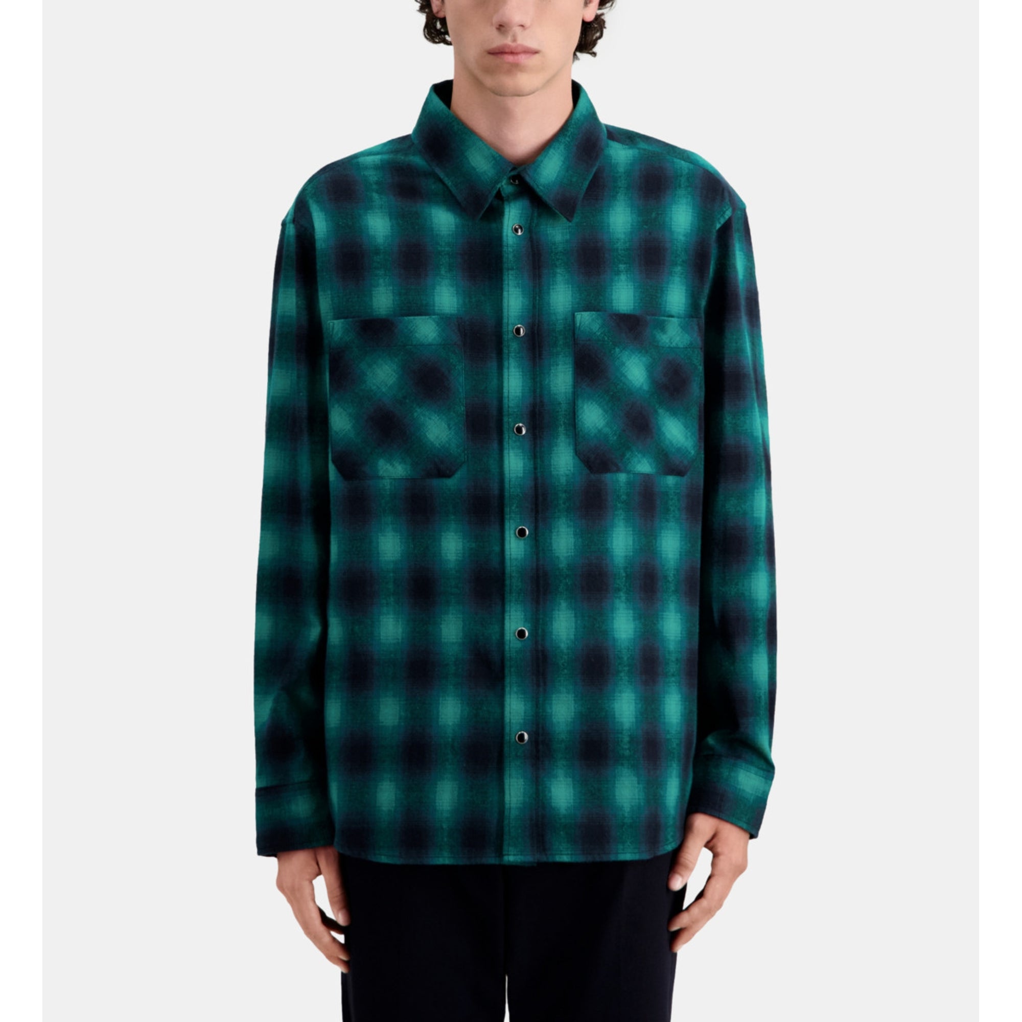 Checked Overshirt | Men | Black x Green