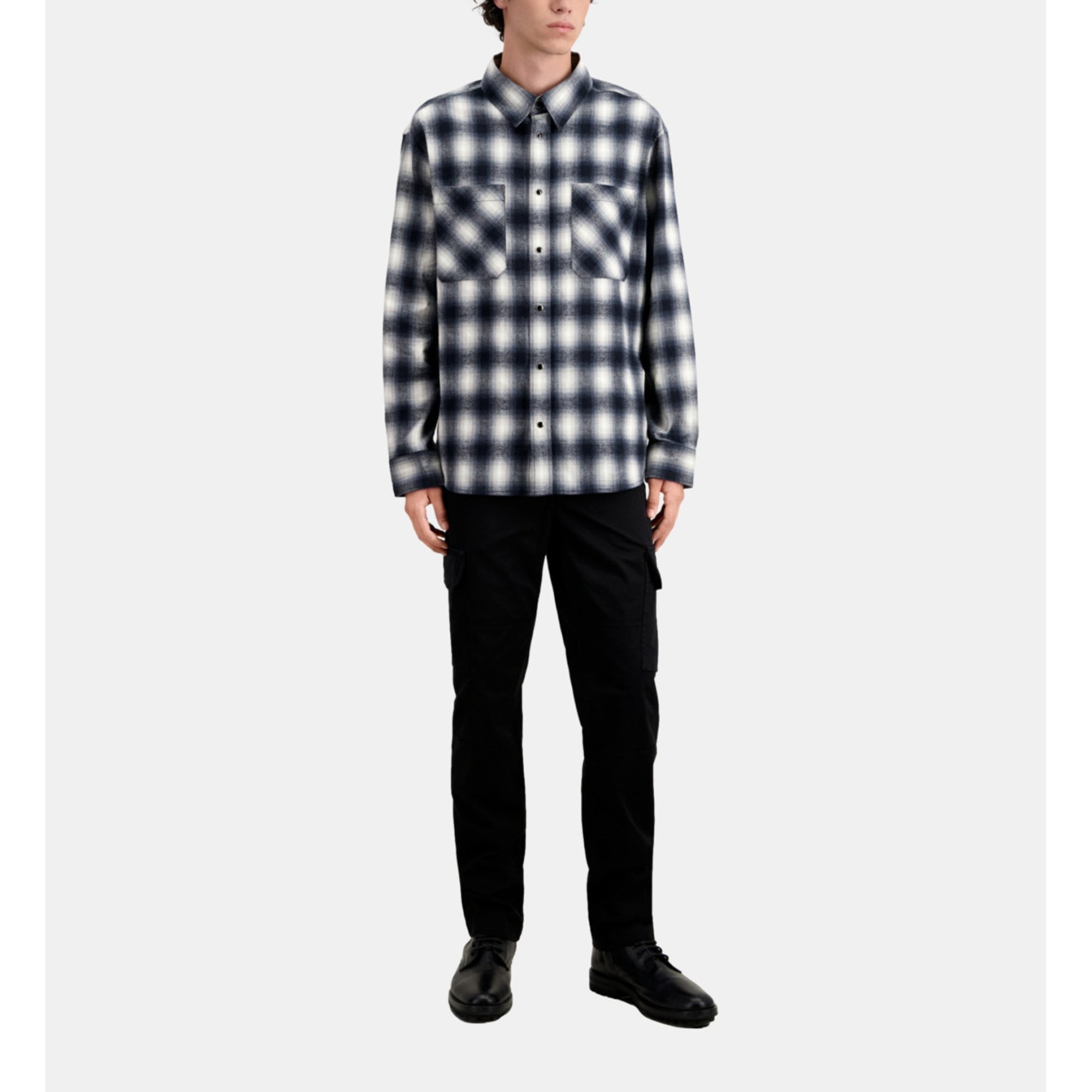 Checked Overshirt | Men | Black x White