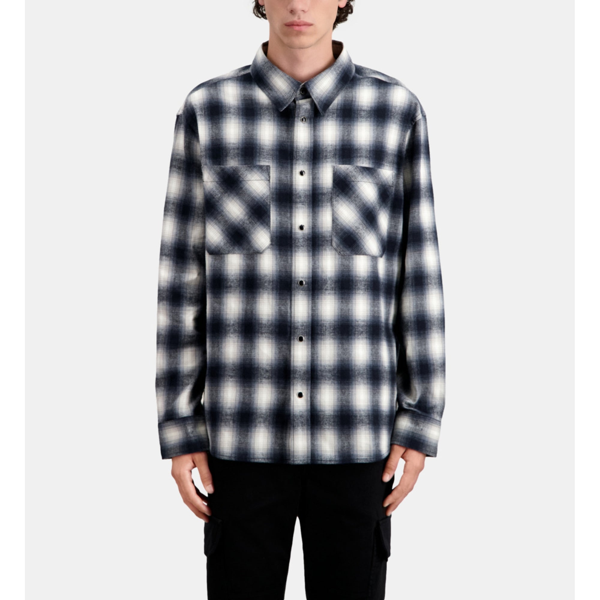 Checked Overshirt | Men | Black x White