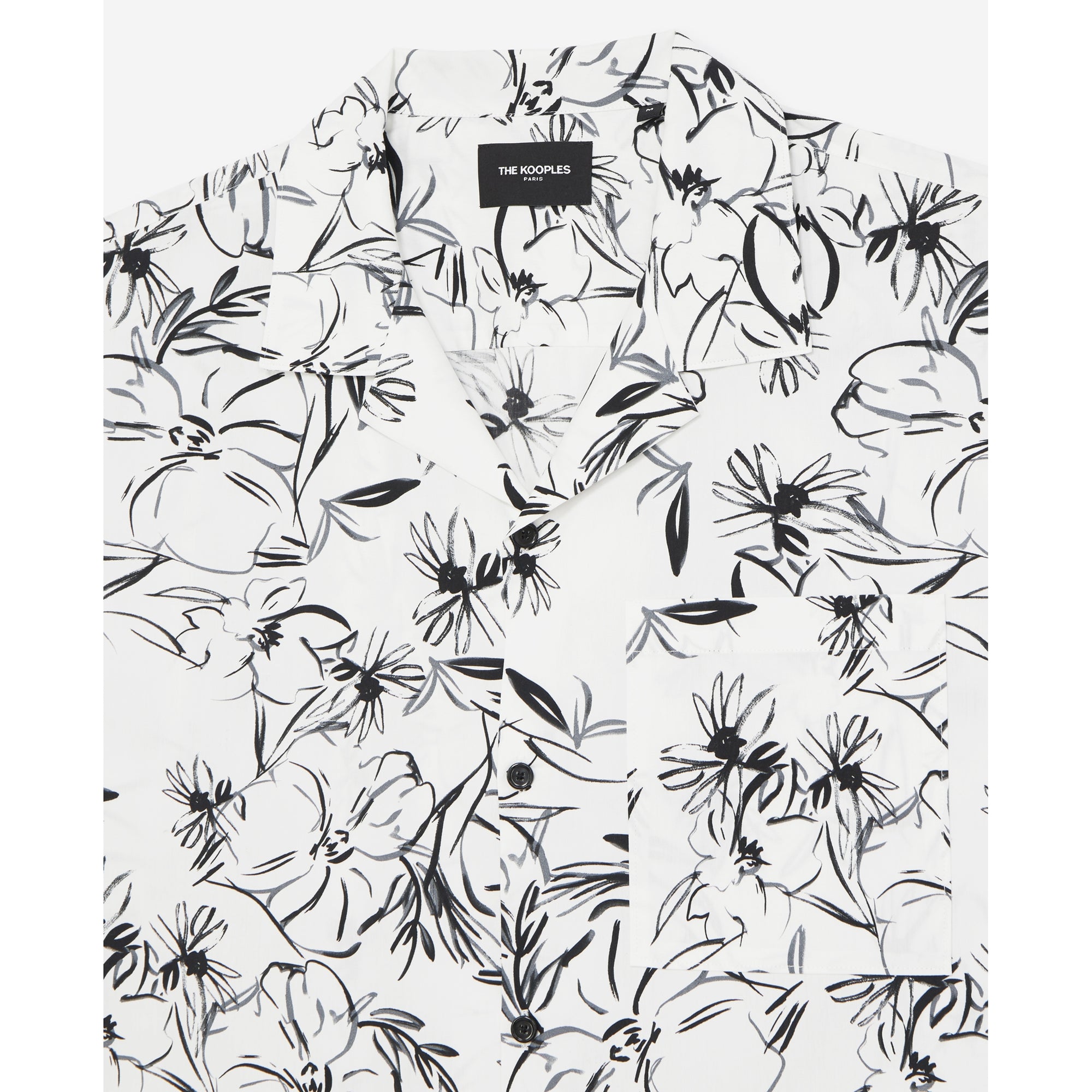 Floral Cotton Shirt | Men | White x Black