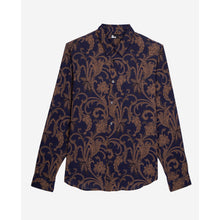 Printed Long Sleeve Shirt | Men | Navy x Brown