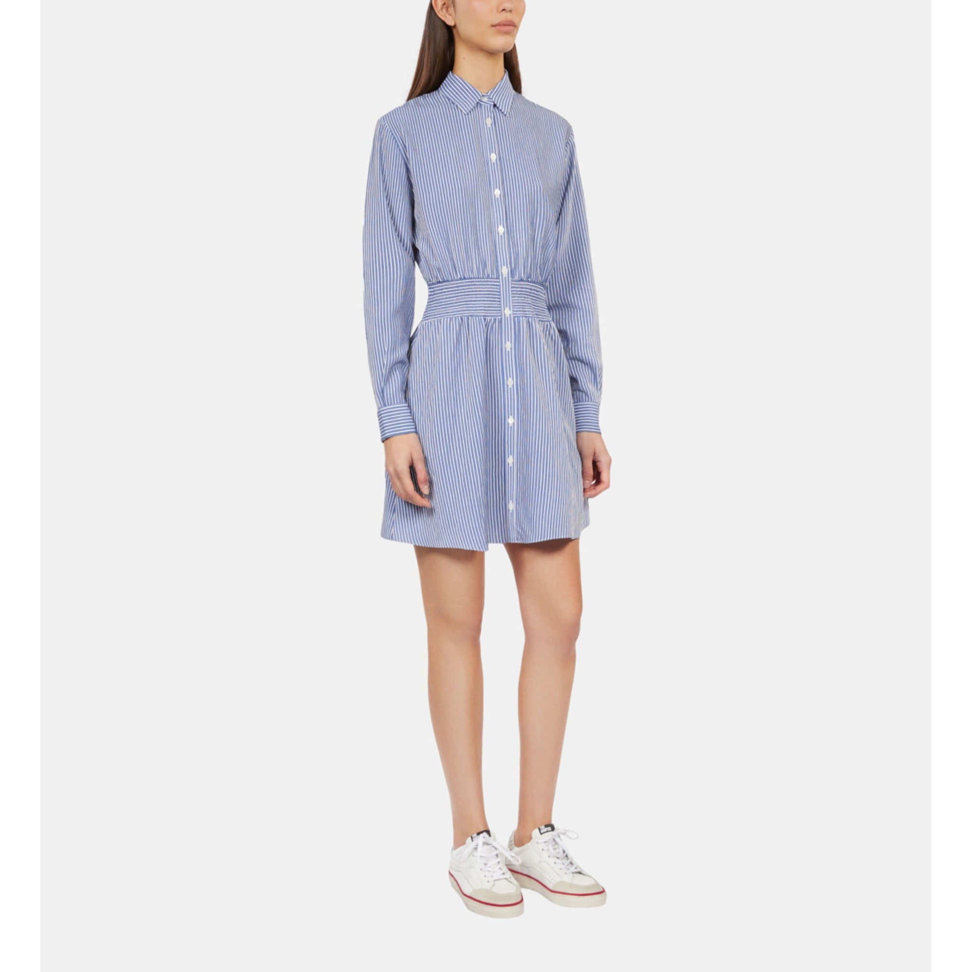 Striped Mini Shirt Dress | Women | Blue White