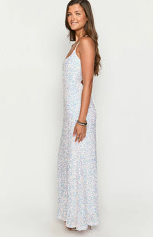 Andrea Velvet Sequin Maxi Dress | White