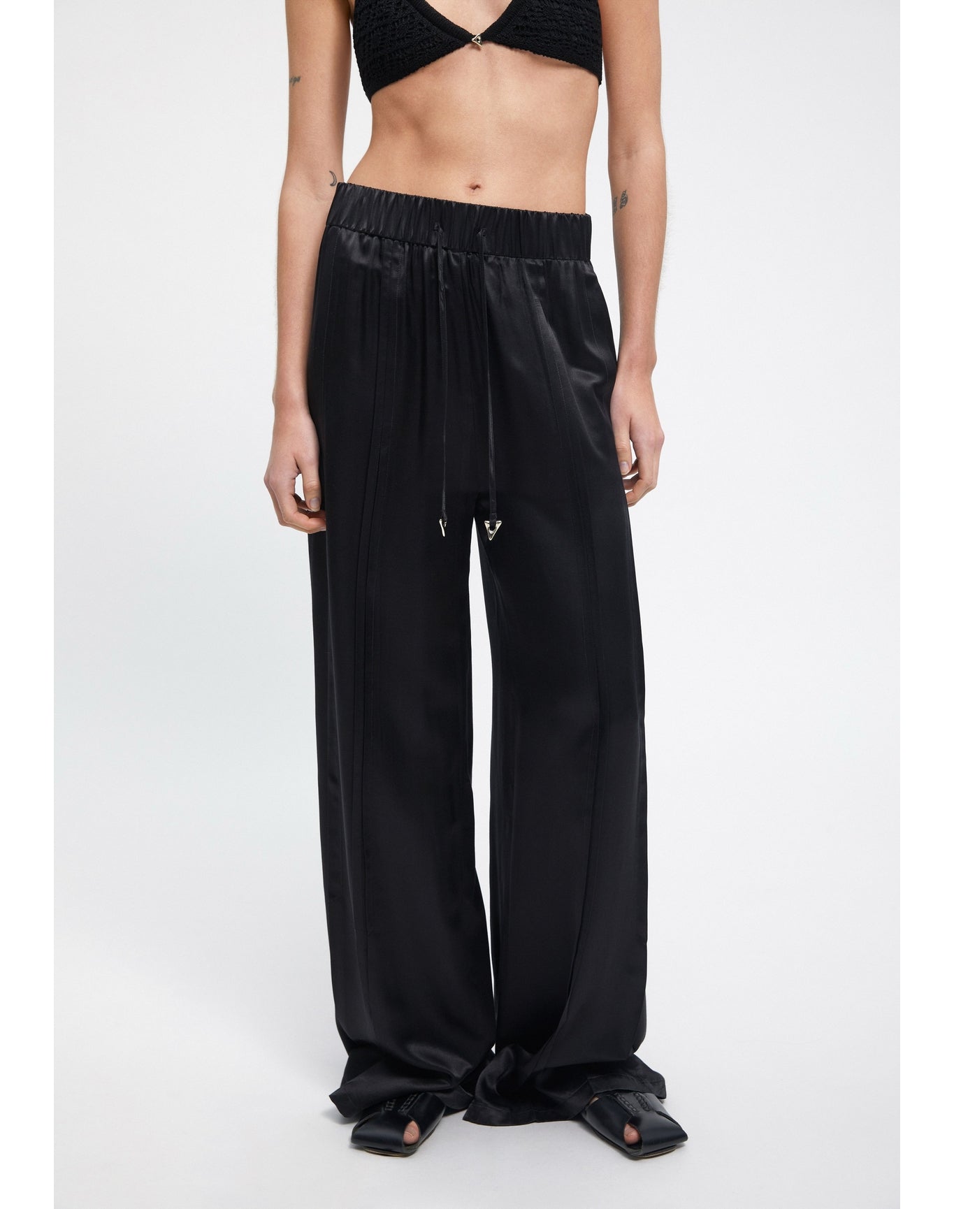 Andros | Satin Wide Leg Pants | Black