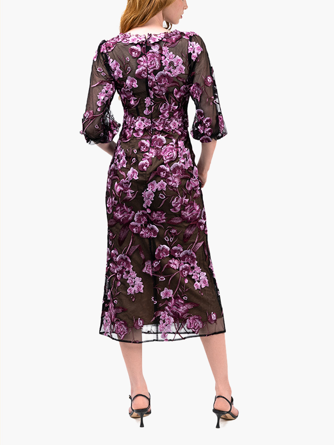 Bronix Botanicals Long Sleeve Midi Dress | Pink/Black