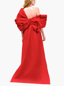 Taffeta Sleeve Column  Gown | Red