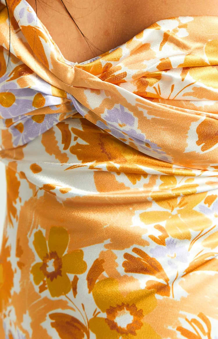 Ashley Floral Formal Maxi Dress | Orange