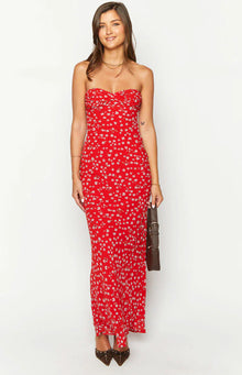 Ashley Floral Formal Maxi Dress | Red