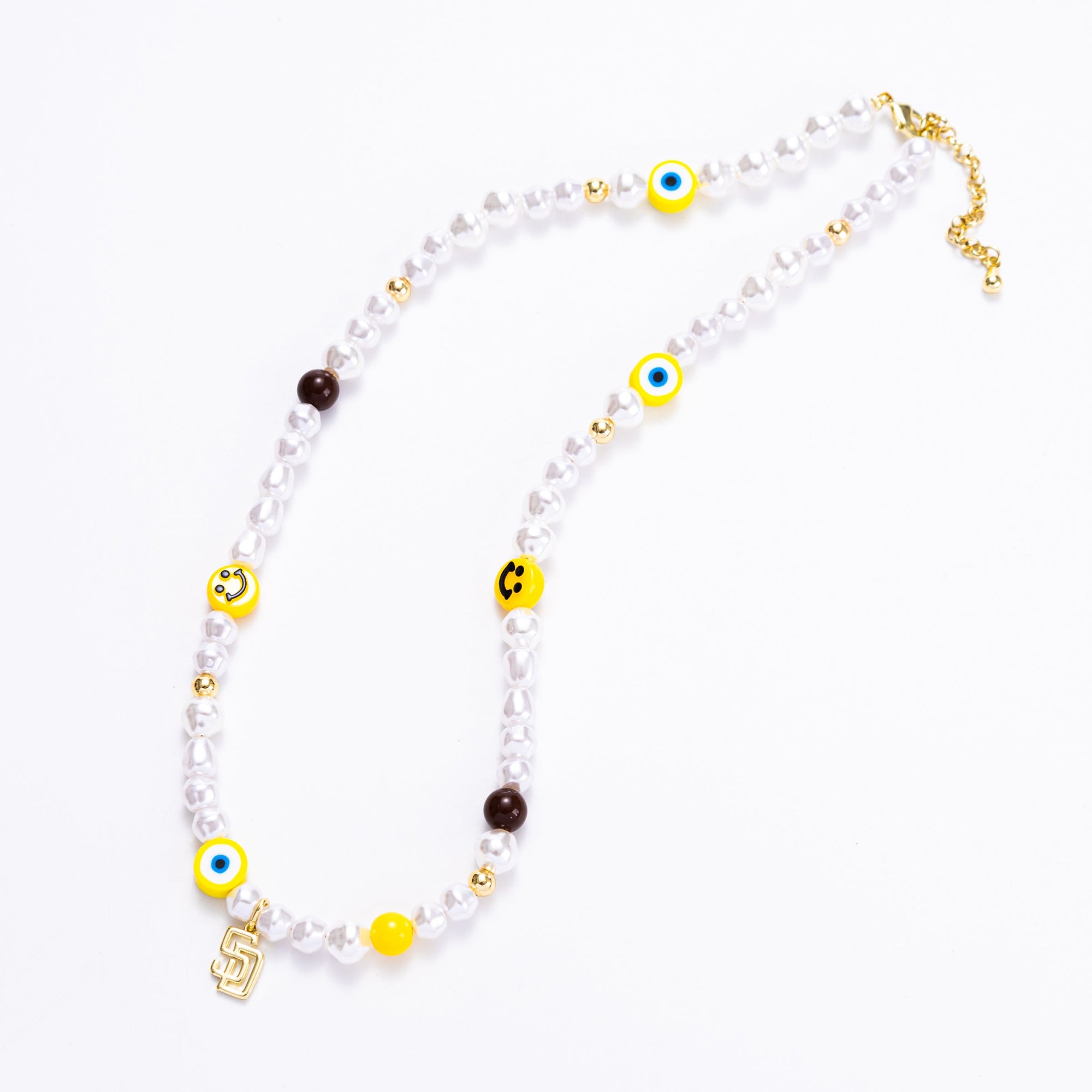 Bijoux Sport by Luv Aj MLB Pearl Bead Logo Necklace | Pearls | San Diego Padres