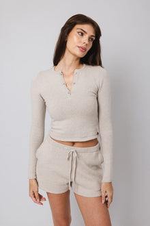 Boucle Henley Top | Taupe