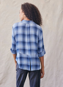 Bella DahlSplit Back Button Down - Indigo Heather PlaidTops